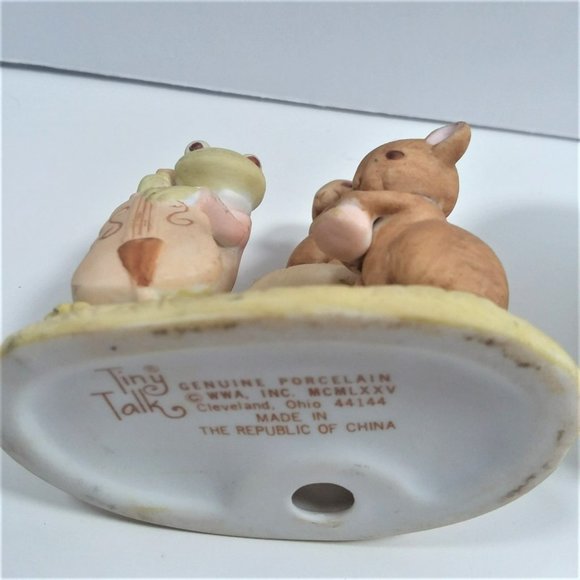 Porcelain Figurines 3pc VTG Tiny Talk Mice Frog Egg 1970's WWA Music Kiss Japan - Picture 8 of 9